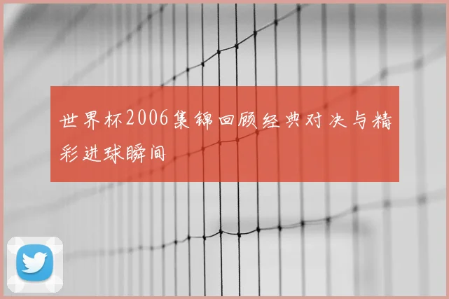 世界杯2006集锦回顾经典对决与精彩进球瞬间